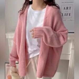 Pink Women's Sweater Knit Cardigan